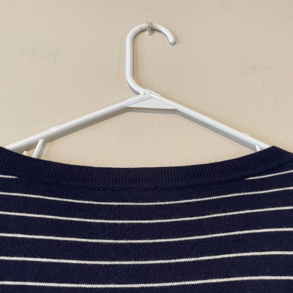 GAP Women’s Large Navy White Thin Horizontal-Striped L/S Drop Sleeve Sweater Top - Picture 13 of 16